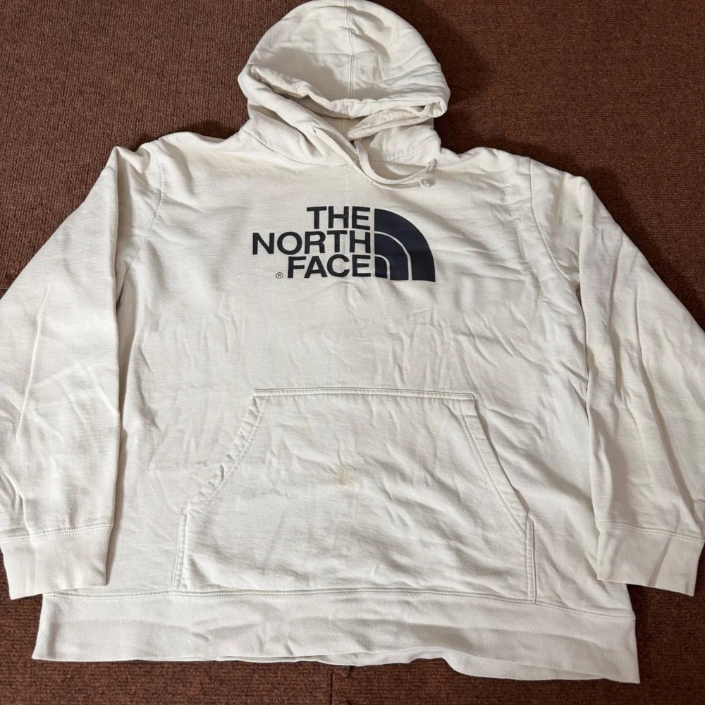 The North Face Mens XXL Half Dome Pullover Hoodie Cream Off-White Big‎ Logo